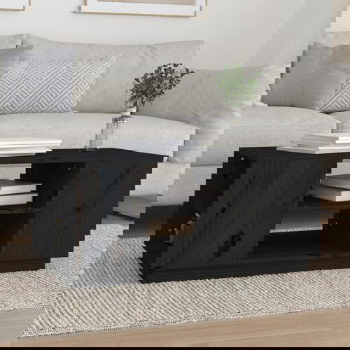 VidaXL Stolić za kavu crni 90x49x40,5 cm od masivne borovine Slike