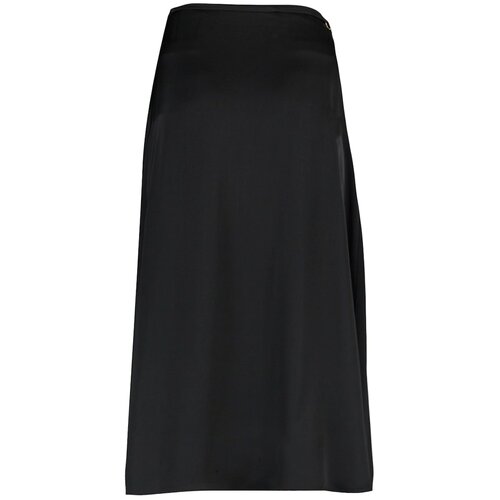Trendyol Black Satin Cutout Detailed Midi Skirt Slike