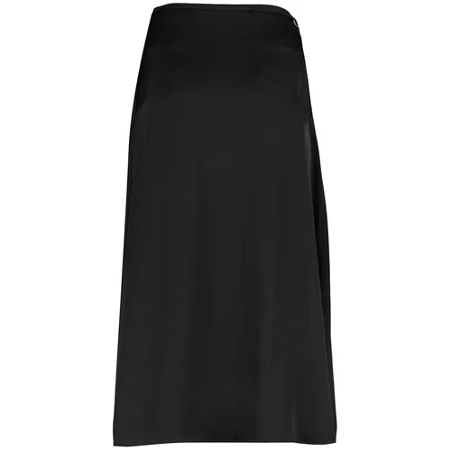 Trendyol Black Satin Cutout Detailed Midi Skirt