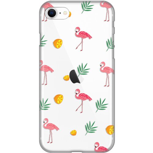Silikonska maska za iPhone 7/8/SE 2020/2022 Flamingos Print Skin providna Slike
