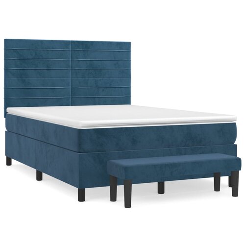 Maison Chic Box spring postelja - Vzmetna postelja z vzmetnico temno modra 140x190cm žamet SL8030, (21886466) Cene