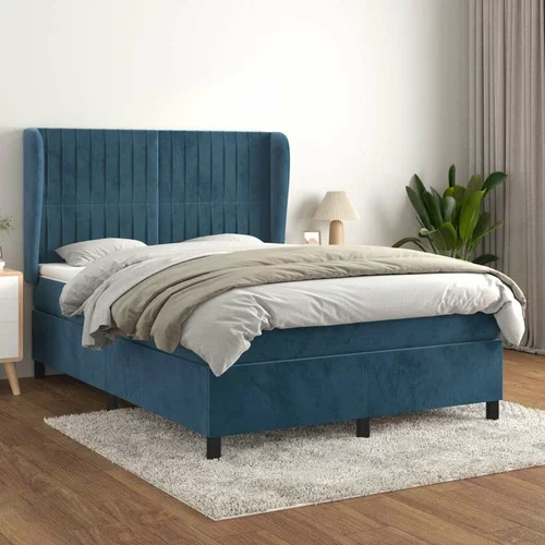  Box spring postelja z vzmetnico temno modra 140x200 cm žamet, (20901022)