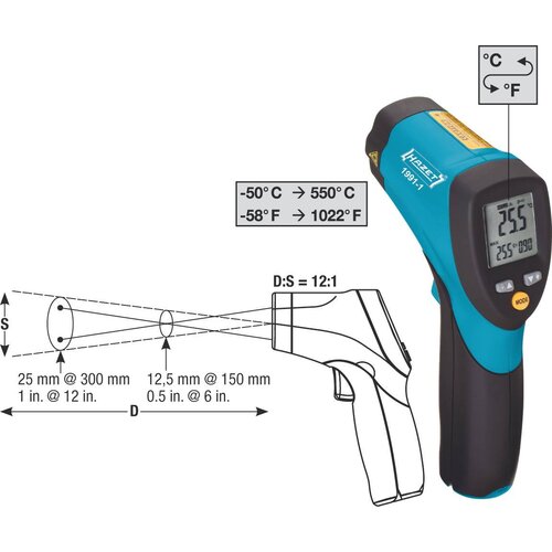 Hazet Infrardeči termometer optika 12:1 -50 do +550 °C kalibracija narejena po: delovnih standardih, (20641169) Cene