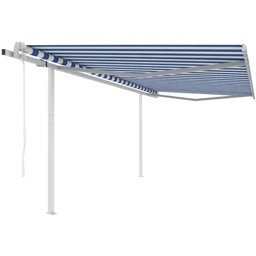  Avtomatsko zložljiva tenda s stebrički 4,5x3,5 m modra in bela