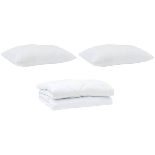 vidaXL Prevleka s blazinami z blazino 3 pcs Bela Mikrofibra, (5000065303) Cene