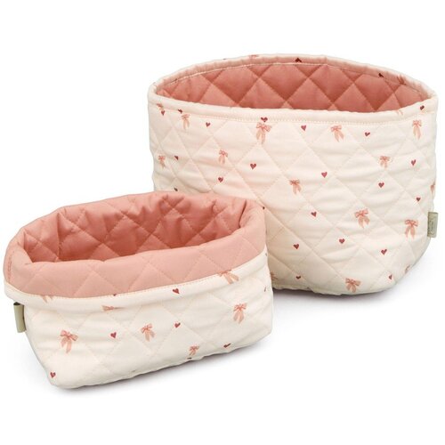 CamCam Copenhagen Ružičaste/krem tekstilne dječje kutije za pohranu u setu 2 kom &oslash; 24x17 cm Bows &ndash; Cijene