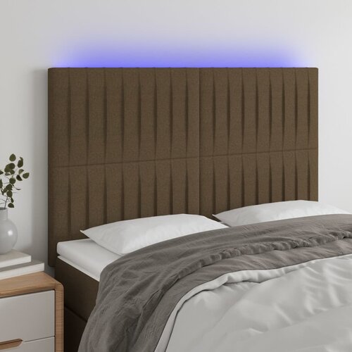  LED uzglavlje tamnosmeđe 144x5x118/128 cm od tkanine Cijene