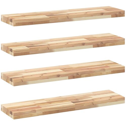 Plutajuće police 4 kom 100x20x4 cm Neobrađeno puno drvo akacije Slike
