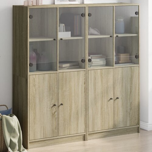 VidaXL Regal za knjige s vratima boja hrasta 136x37x142 cm drveni Slike