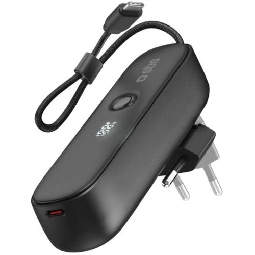 Sbs Prenosna baterija z vgrajenim vtičem Hybrid 5000mAh PD 20W črne barve, (5000265640) Cene