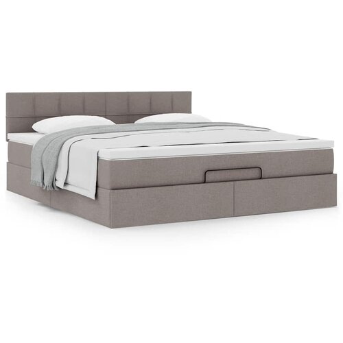 VidaXL Otomanska postelja z vzmetnico taupe 180x200 cm blago Slike