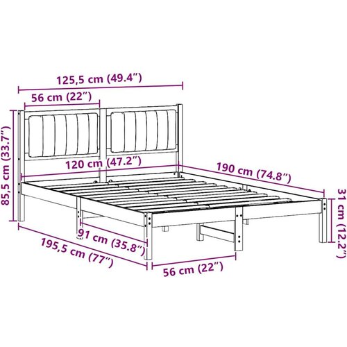 VidaXL krevetni okvir s tapiciranim uzglavljem sivo-smeđa 120 x 190 cm Slike