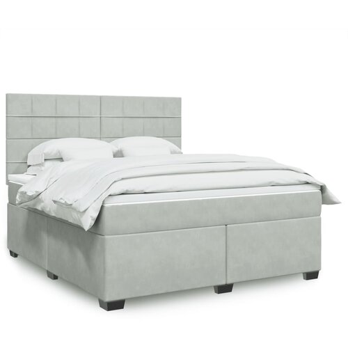 vidaXL Box spring postelja z vzmetnico svetlo siva 180x200 cm žamet Cene