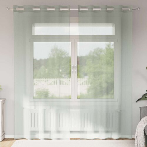 Voile zavjese s u&amp;scaron;icama 2 kom svijetlosive 140x225 cm Slike