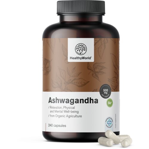 HealthyWorld Ashwagandha 500 mg, bio - 240 kaps. Cene