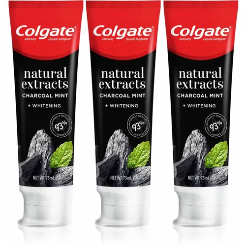 Colgate Natural Extracts Charcoal + White belilna zobna pasta z aktivnim ogljem 3 x 75 ml