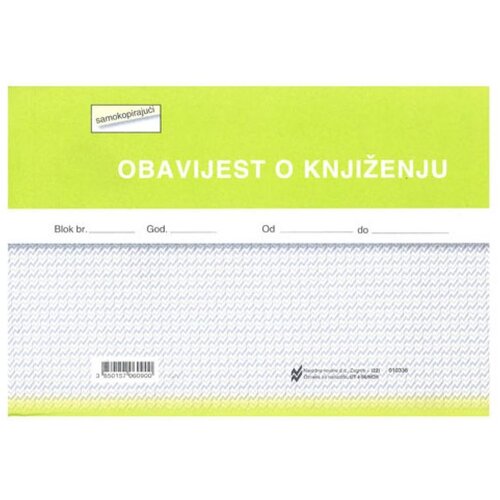 NARODNE NOVINE-UT I-56/NCR OBAVIJEST O KNJIŽENJU; Blok 100 listova, 21 x 14,8 cm Cijene