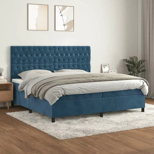  Box spring postelja z vzmetnico temno modra 200x200 cm žamet, (20761295)