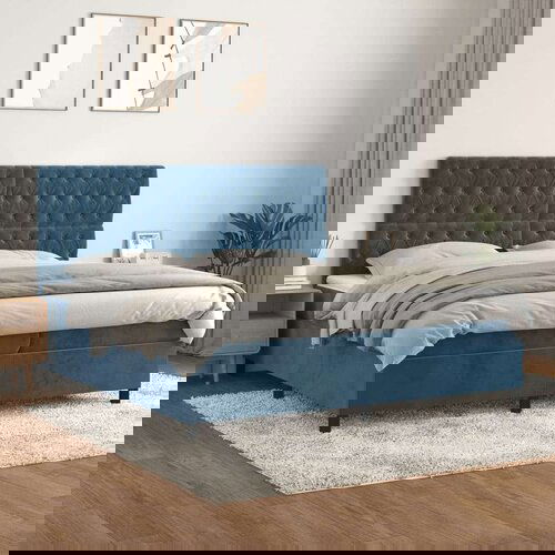  S oprugama i madracem tamnoplavi 200x200 cm baršunasti Cijene