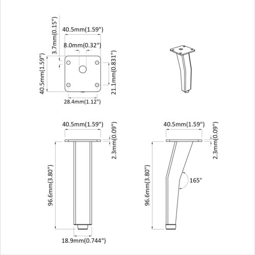  Stativne Noge 2 pcs Crna 40 x 40 x 100 mm Željezo Slike