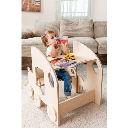 ToddlerInFamily MONTESSORI MIZICA S STOL�KOM (NATUR) Cene