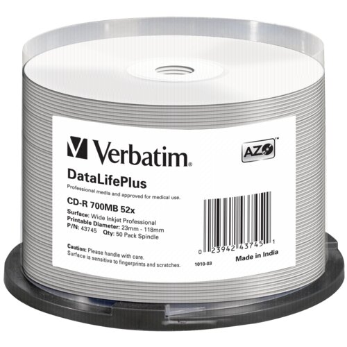 Verbatim 1x50 CD-R 80 / 700MB 52x white wide printable NON-ID Cijene