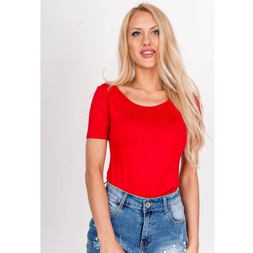 Kesi Jednobarevné dámské tričko s výstřihem na zádech - červená, Cene