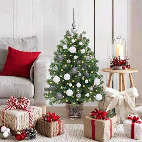 vidaXL Umestno božično drevo med 150 LED Zelena 90 cm PE in PVC Cene