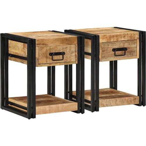 VidaXL Noćni ormarići 2 kom 40x40x50 cm Masivno neobrađeno drvo manga - 40 x 40 x 50 cm 2 Grubo masivno drvo manga Grubo masivno drvo m Slike