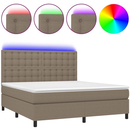Maison Chic Box spring postelja - Vzmetna postelja z vzmetnico LED taupe 180x200 cm blago SL3364, (21906833) Slike