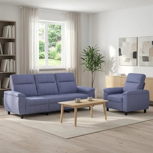  Set sofe 2 pcs Traper plava Tkanina - Trapere plave boje 1 sjedalo + trosjed Cijene