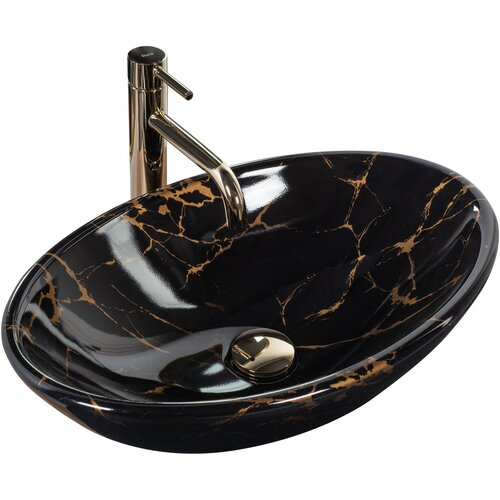 Rea Nadgradni umivaonik Pamela Black Marble Shiny Slike