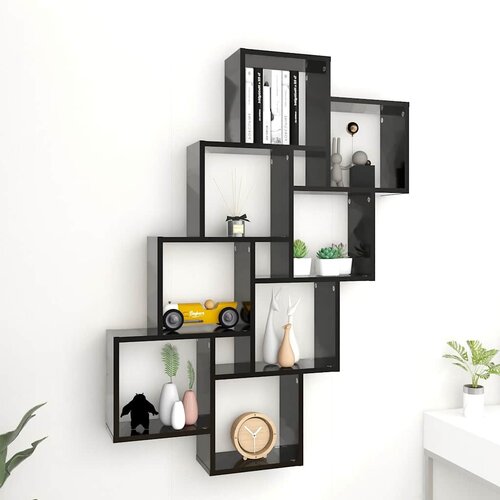  Kockaste zidne police crne 90 x 15 x 119 cm konstruirano drvo Cijene