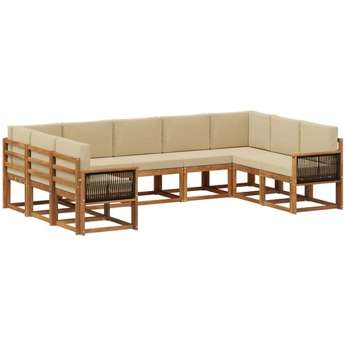vidaXL Zunanja garnitura za sedenje z blazino 9 pcs Naravna in bež, (5000282699) Cene