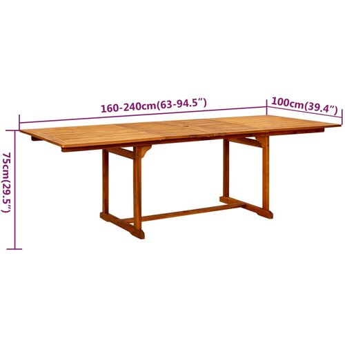  7-dijelni vrtni blagovaonski set od masivnog bagremovog drva 160-240 cm Slike