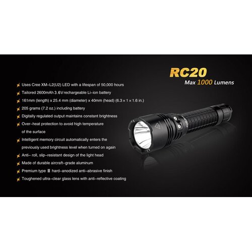 Fenix svjetiljka ručna RC20 LED Slike