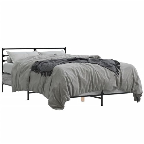  Okvir za krevet boja hrasta 120x190cm konstruirano drvo i metal Siva 120 x 190 cm Slike