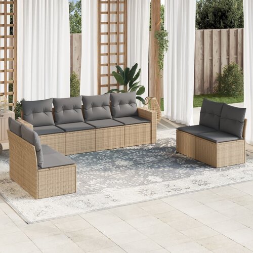 VidaXL 8-dijelni set vrtnih sofa od poliratana s jastucima bež Slike