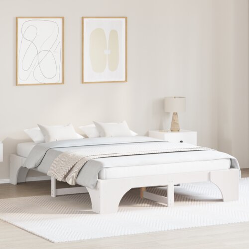 VidaXL Okvir Kreveta Bijeli Drvo 140 x 200 cm Minimalistički Slike
