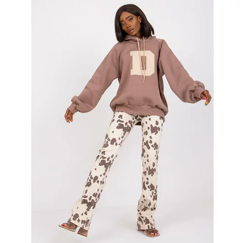 Fashion Hunters Brown blouse oversized jersey with a hood Valeria