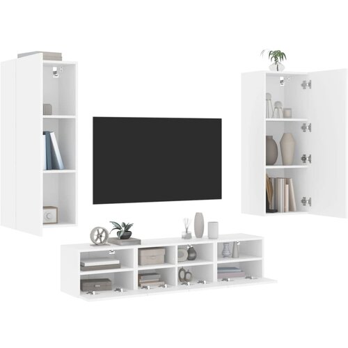  The Living Store Komplet TV omaric 5-delni bel inženirski les - Stenska TV Enota, (21499159) Cene
