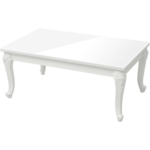 Maison Chic Klubska mizica - kavna mizica - Nizka mizica visok sijaj bela 100x50x42 cm inženirski les, (21752633) Slike
