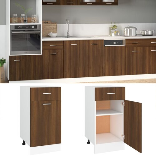 The Living Store Spodnja omarica rjav hrast 40x46x81,5 cm inženirski les - Spodnja Omarica S Predali, (21432027) Slike