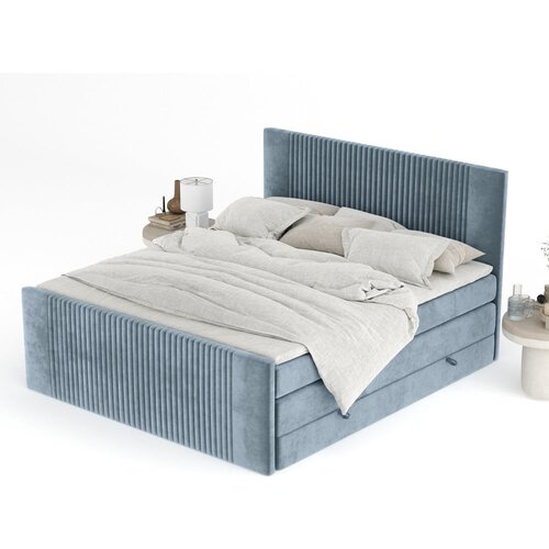 Maison de R&amp;ecirc;ve Modra boxspring postelja s prostorom za shranjevanje 160x200 cm Bergamo &amp;ndash; Slike