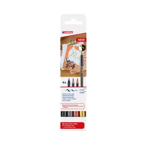  Brush flomasteri E-1340, 1-6 mm metalik set 1/4 Edding sortirano Slike
