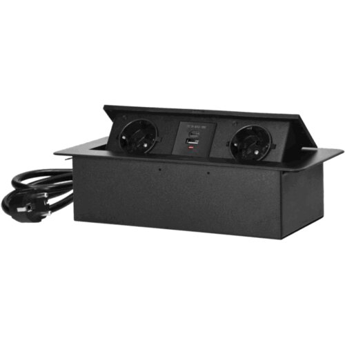 Orno Produžni kabel sa 2 x Schuko utičnice + 2 x USB, ugradbena – OR-GM-9035(GS)/B Cene