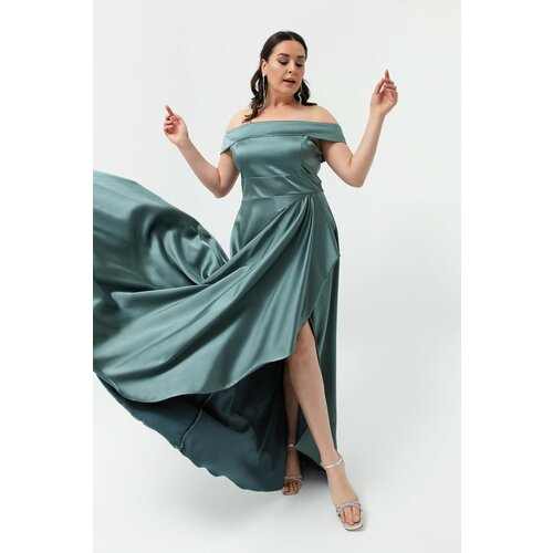 Lafaba Plus Size Evening Dress - Green - A-line Cene