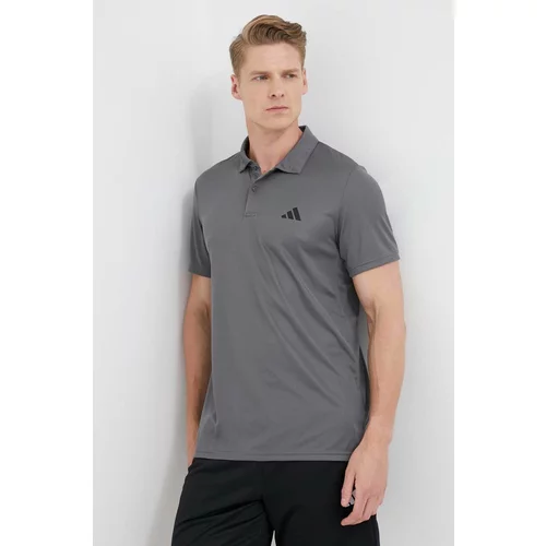 Adidas Polo majica za vježbanje Train Essentials boja: siva, glatki model