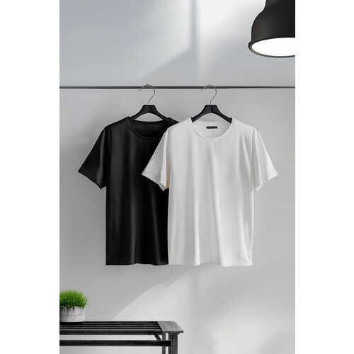 Trendyol Black 2-Pack Oversize/Wide Cut Printed 100% Cotton T-Shirt Slike