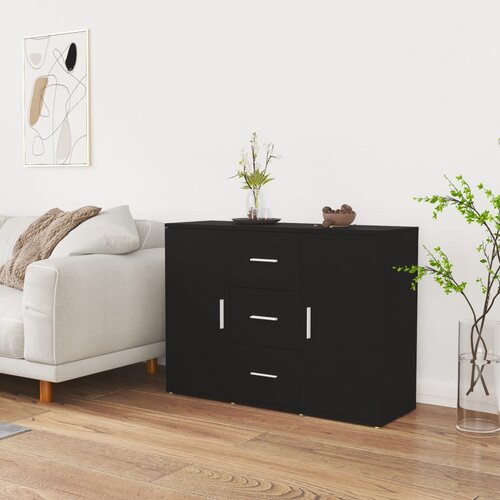  Komoda crna 91 x 29,5 x 65 cm od konstruiranog drva Slike